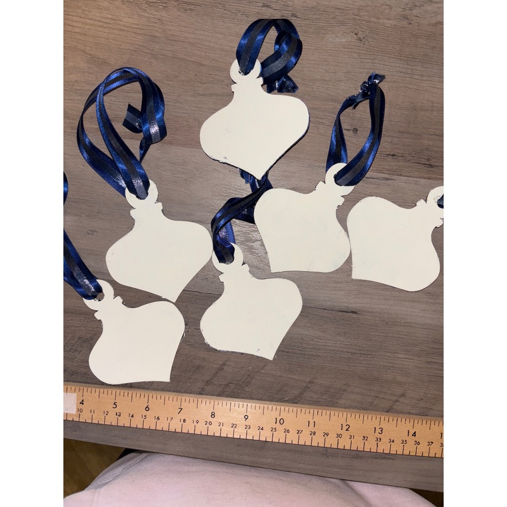 Set of 6 Christmas Ornaments Reindeer Snowflake Glitter Rustic Home Decor - Picture 6 of 6